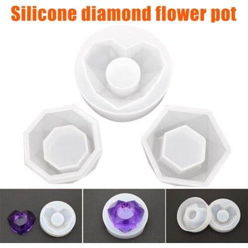 Silicone Diamond Flower Pot Arts Resin Craft Polygonal Casting Molds DIY Succulent Flower Pot Clay Mold