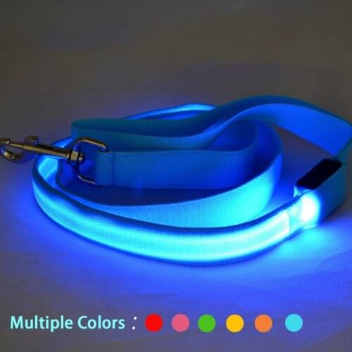 Luminous Dog Leash Rope LED Light Night Safety Nylon Collar Harness Accessories Running Pet Dog Lead Leash For Dogs Cats Nylon