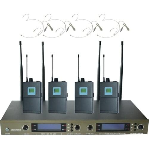 U-4004-OK-1B/HM-4021 High Quality Hot Selling UHF PLL 4 Channels Wireless Headset Microphones for Interview Speaking etc