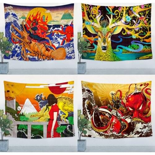 Japanese ukiyo-e Tattoo Pattern Poster Large Flag Banner HD 4 Hole Tapestry Print Cloth Art Mural Paintings Room Decoration B