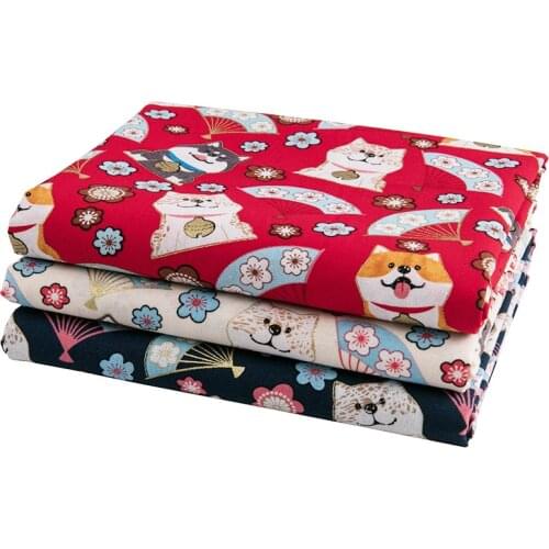 Japanese Kimono Fabric Dog Bronze Cotton Patchwork Fabric Butterfly Sewing Material TJ1027