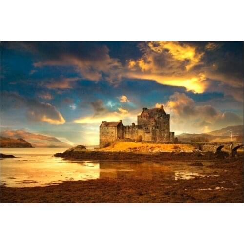 1 Panel Free Shipping Dusk Retro architecture HD Canvas Print Painting Artwork Wall Art Picture Gift for Living Room Framed