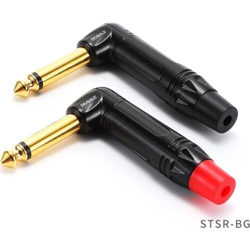 1Pcs 6.35 gold-plated sophomore core audio power amplifier microphone mixer guitar cable elbow 90 degree right angle 6.5