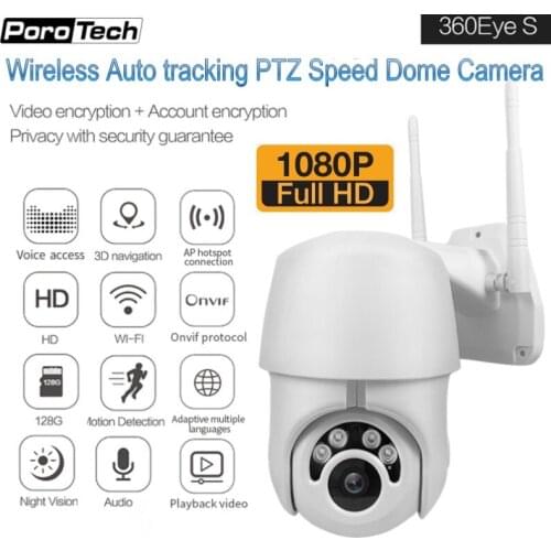 1080P WiFi IP Camera Wireless Auto tracking PTZ Mini Speed Dome Camera Waterproof Outdoor CCTV Security Surveillance Camera EC76