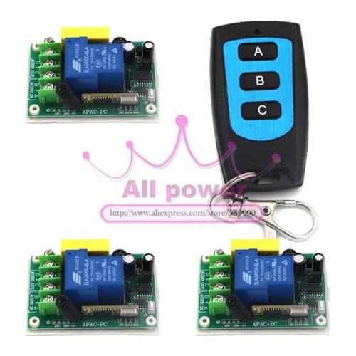 220V 1CH 30A wireless remote control switch 3 Receiver&1Transmitter output state is adjusted 1CH 1000W Remote Control Light