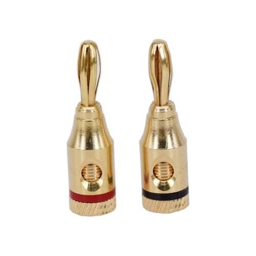 4pcs Banana Connector 4mm Speaker banana plugs 24K Copper gold plated 4mm Banana Jack match with 4mm binding post