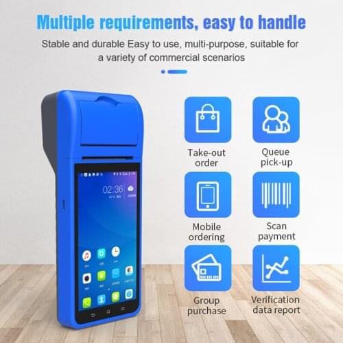 5.5" HD IPS screen 3G Wifi PDA Terminal Handheld Smart POS Wireless BluetoothThermal Scanner Printer For 1D 2D barcode scanning