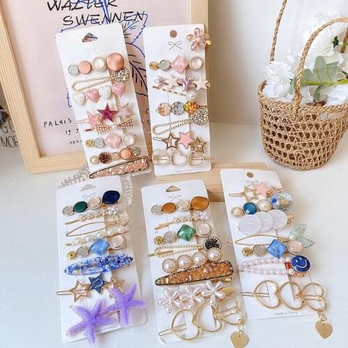 6/7/8Pcs/Set Korean Hair Clips for Women Arcylic Pearl Hairclip Trendy Hairpin Jewelry Female Hair Stick Gifts Hair Accessories