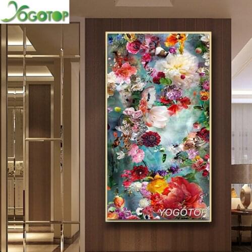 Large diy 5d diamond Embroidery Colorful Rose peony Flowers Square/Round Diamond painting kit Drill Mosaic Art Abstract YY1499