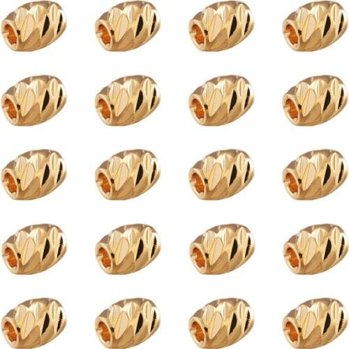 20pcs Brass Spacer Beads Loose Charm Beads for Jewelry Bracelet Necklace Making DIY Barrel 4x3mm Hole: 1mm