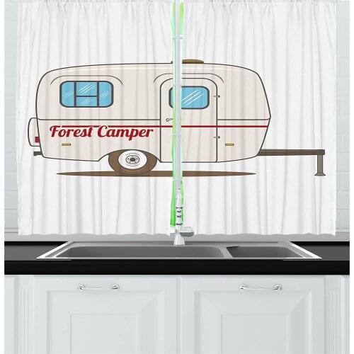 Camper Kitchen Window Curtains Vintage Caravan Retro Pattern Design Living Room Decoration Curtains Bedroom Window Drapes