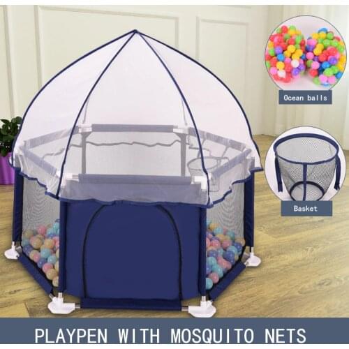 Baby Playpen with Mosquito Nets Basket Kids Pool Balls Children Playpen Ball Pool for Baby Fence Kids Tent Indoor Playground