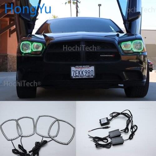 For Dodge Charger SXT Plus 2011 2012 2013 2014 Excellent IR Controller Multi-Color Ultra bright RGB LED Angel Eyes Halo Ring kit