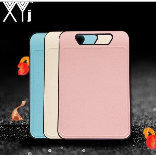 XYj Wheat Cutting Board Chopping Kitchen Cook Meat Fish Vegetable Hang Handle Blue Pink Rice Color Board Bar BBQ Hiking Camping