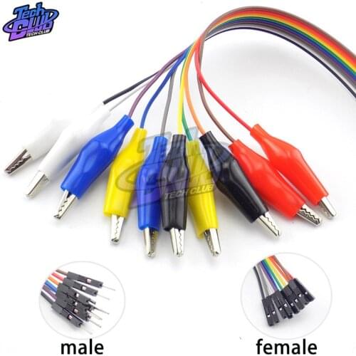 Double-end Alligator Clips jump Wire 10pin Male Female Crocodile Clip Test Lead Jumper Wire Line Cable DIY Connection 20cm 30