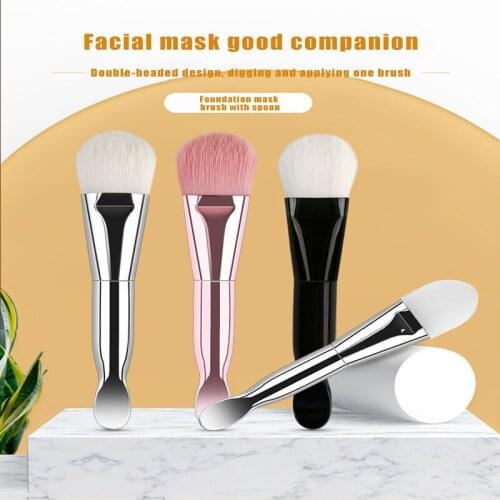 Double-headed Foundation Brush Mask Makeup Brush With Digging Spoon Soft Facial Mask Brush Beauty Cosmetic Makeup Tools