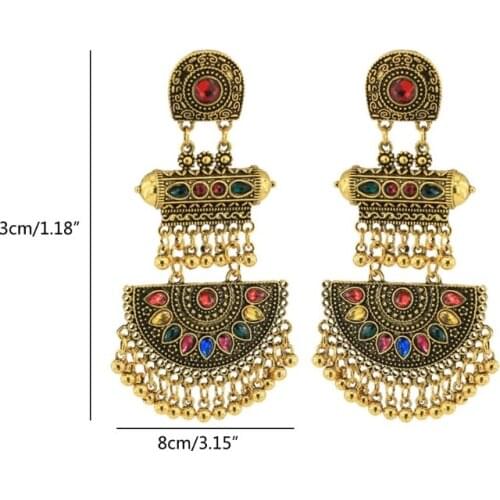 E56A Bollywood Jewelry Traditional Ethnic Mexico Indian Jhumka Jhumka Earrings Jewelry for Women Party Wear Wedding 2 Colors