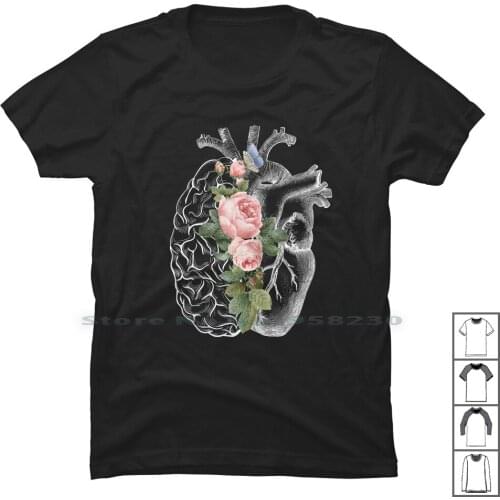 Brain And Heart For Dark T Shirt 100% Cotton Person People Organ Human Heart Brain Rain Dark Son Ear Art Ark