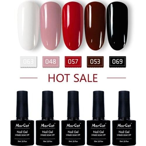 MorCat 10ml 5 pcs/set uv gel nail polish soak off gel lacquer red varnish nail gel polish vernis semi permanant uv gel polish