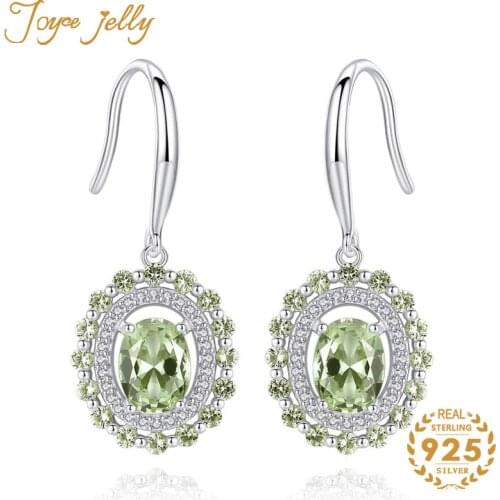 JoyceJelly Luxury 925 Sterling Silver Drop Earrings For Women with 12mm round shape gemstones silver fine jewelry female gifts