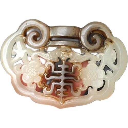 Chinese antique white jade (hollow and longevity) Jade Pendant