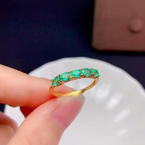 5 Pieces 3mm*4mm Natural Sapphire Emerald Silver Ring for Daily Wear 925 Silver Emerald Sapphire Gift for Wife