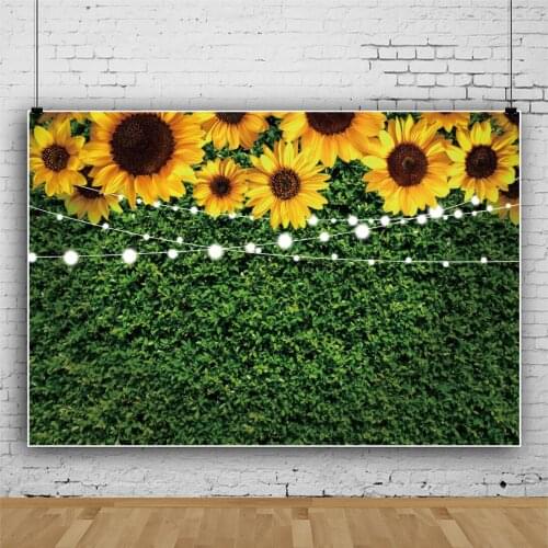 Laeacco Green Grass Lawn Spring Sunflowers Newborn Photocall Backdrops Light Decor Baby Portrait Photographic Photo Backgrounds