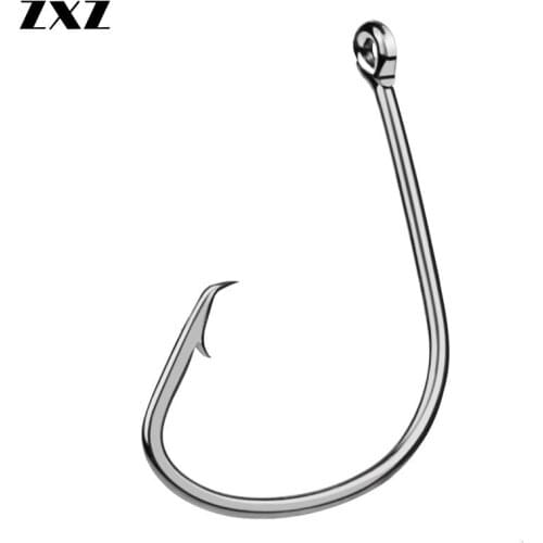 100pcs Hot Fish Hooks Deep Ocean Fishing 4/0# 5/0# Strong Hook Live Bait Barbed Iron Board Carp Fishing Hooks Jig Bait