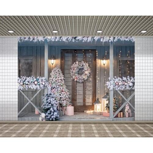 Lyavshi Christmas background tree rural vintage wood outdoor flash decoration photography background for photography studio