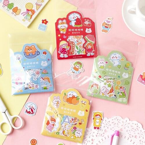 20sets/lot Kawaii Stationery Stickers cute girl bear Diary Planner Decorative Mobile Stickers Scrapbooking DIY Craft Stickers