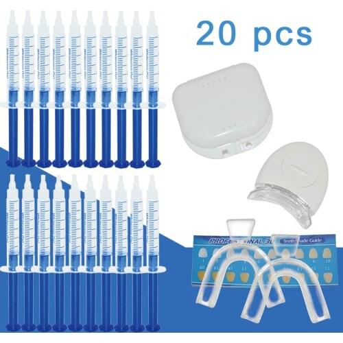 20/10 pcs Teeth whitening 44% Peroxide Dental Bleaching System Gel Kit Bright Teeth Whitener Dental Equipment with Led lights