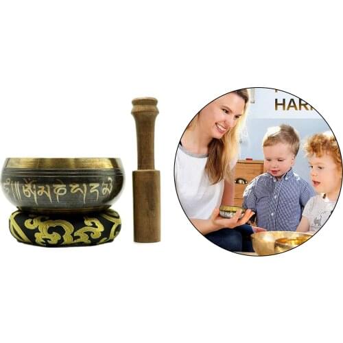 3pcs Copper Tibetan Singing Bowl Set Helpful for Yoga Relaxation Prayer