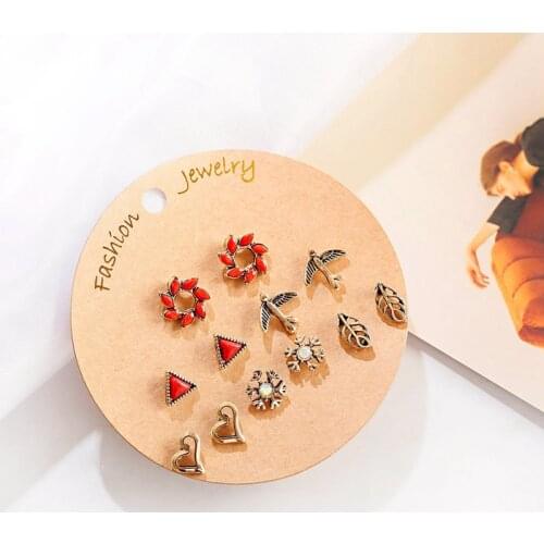6 Pairs Multiple Boho Ethnic Stud Earrings Set 2020 Womens Earrings Female Fashion Jewelry Gypsy Accessories