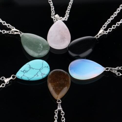 Natural Water Drop Necklaces & Pendants for Lover Gem Stone Pink Druzy Quartz White Crystal Healing Necklace Diy Charm Jewelry