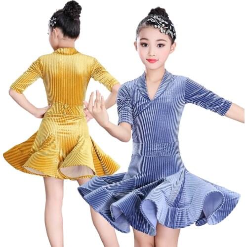 New Latin Dance Dress Ballroom Competition Latin Dance Costume Salsa Tango Dress for Girls Autumn Winter 2020