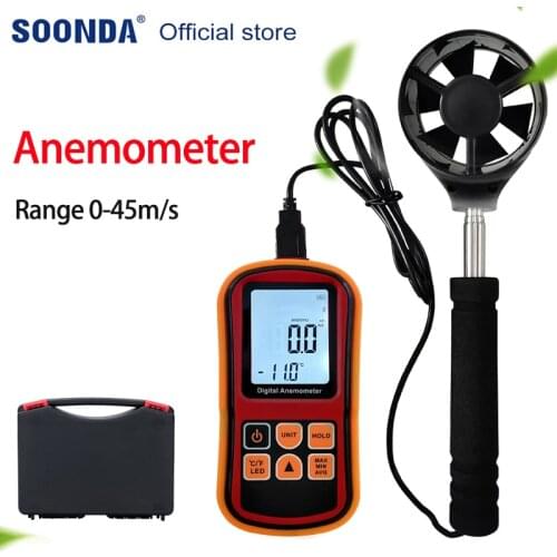 Professional Anemometer Wind Speed Meter With Retractable Handle Air Temperature Tester Measuring Tools Equipment