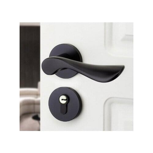 Space Aluminum Split Indoor Door Lock Paint Black Door Lock Handle Handle Lock Indoor Door Lock Bearing Mute Lock
