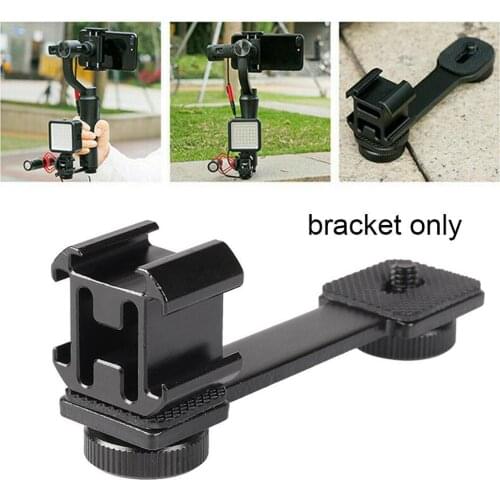 Three-Headed Cold Boot Bracket Triple Hot Shoe Mount 1/4 Screw For Zhiyun Smooth 4 Feiyu Vimble 2 Accessories Microphone Adapter
