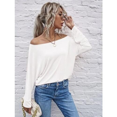 Black White Long-Sleeved Korean Fashion Spring Autumn Summer Vintage Clothes For Women T-Shirt Tops Blouses Vetement Femme 2021