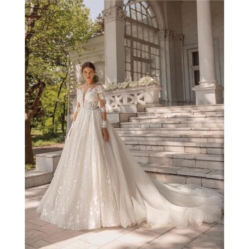 Sexy Mermaid Wedding Dresses Lace With Embroidery Elegant Strapless Puff Sleeve Bride Dresses Appliques With Plus Size Train