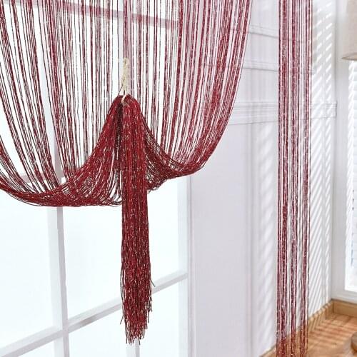 100x200cm Home Curtains Tassel Room Panel Shiny Tassel Window Curtain Silver Line String Flash Divider Sheer Valance Door D30