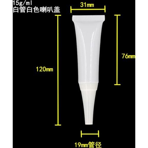 15ML Sunscreen scream Tube,15G white Cream Tube with white sharp cuspidal lid,cosmetic soft tube used for eye cream container