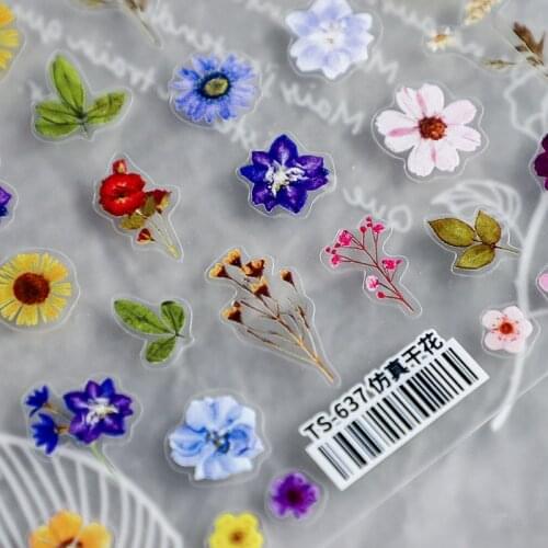 3D nail stickers imitation dried flower nail decoration decals Nail Stickers Wholesale new craft high-quality ultra-thin
