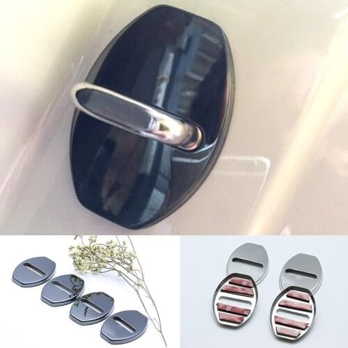 4pcs Stainless Steel Door Lock Buckle Protective Cover Auto Case for Volkswagen Fox up up! CC C Coupe 2009-2019 Car Styling