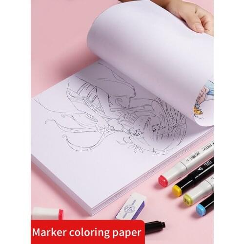 Marker pen drawing paper for beginners coloring line draft 300g thickened 18 sheets A4 children students adult art supplies tool