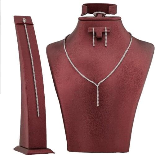 Circular Design Silver Women Set with Zircon Stone New Trendy Clear Crystal Elegant Design Lady Wedding Jewelry Made in Turkey