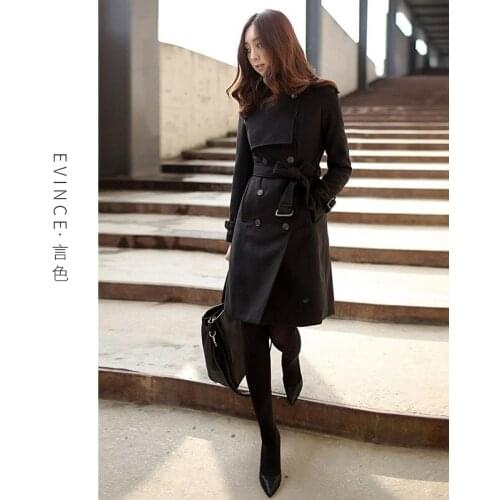 Color wool windbreaker womens coat autumn and winter 2021 new slim and thin temperament high-end wool coat