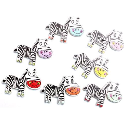 50pcs 29x21mm Mixed Zebra Wooden Buttons For Clothes Needlework Scrapbooking Crafts Diy Sewing Accessories Wood Decoration