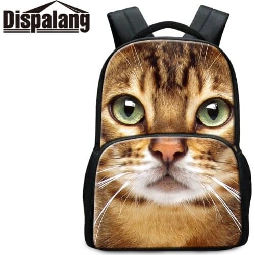 Dispalang Printing Animal Double Zipper Backpack for Teenager School Bag Womens Casual Daypack Girls Bags Custom Picture
