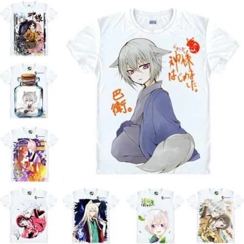 Coolprint Anime Shirt Kamisama Hajimemashita T-Shirts for Mens Short Sleeve Tomoe Cosplay Fox Yokai Costume Japanese Kawaii Tee